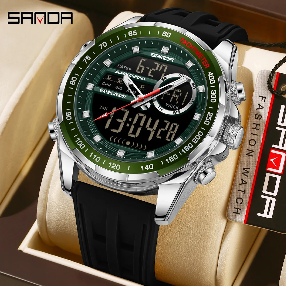 SANDA SANDA Men Military Style Digital Sport Wristwatch Silicone Waterproof Dual Time Alarm Man Watch Outdoor Army Sports Watch - Aliexpress Deal