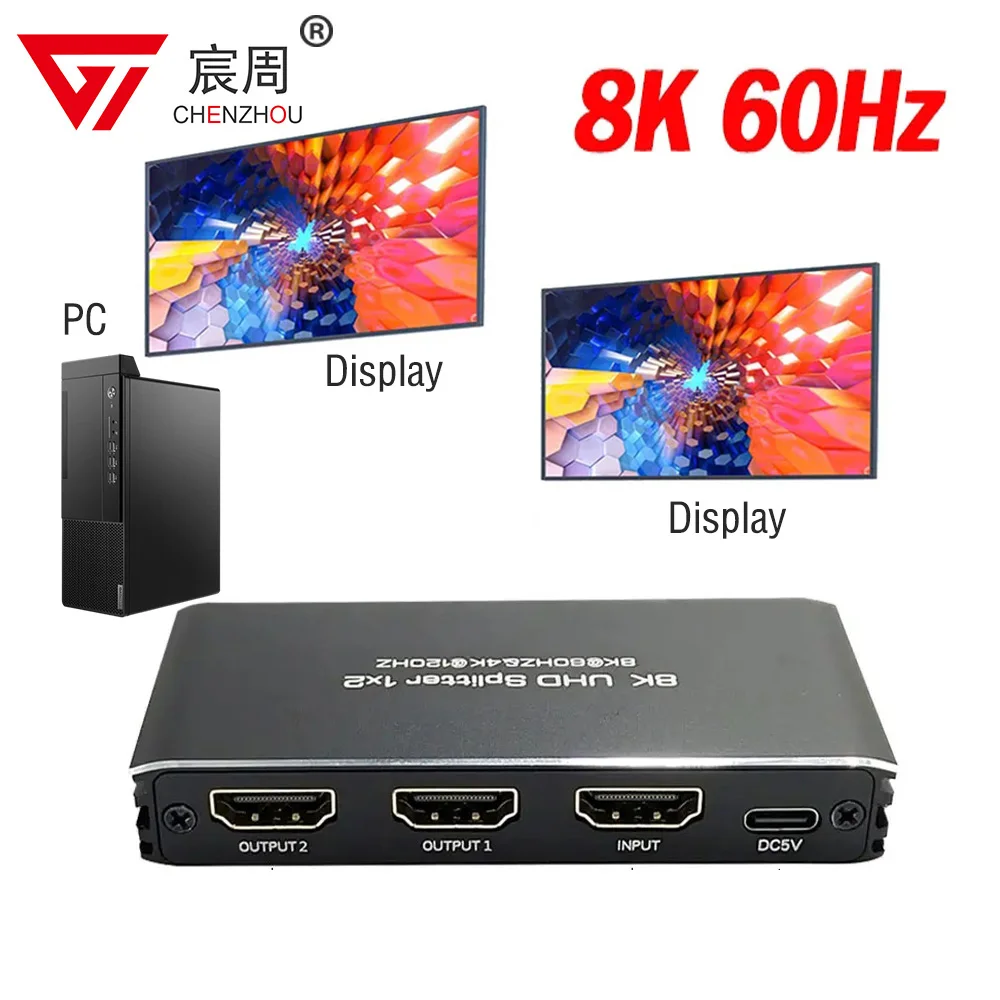 8K 60Hz HDMI Splitter 1 In 2 Out 4K 120Hz HDMI 2.1 Selector 1x2 Vision  ALLM HDR UHD VRR HLG for PS5 XBOX PC Monitor