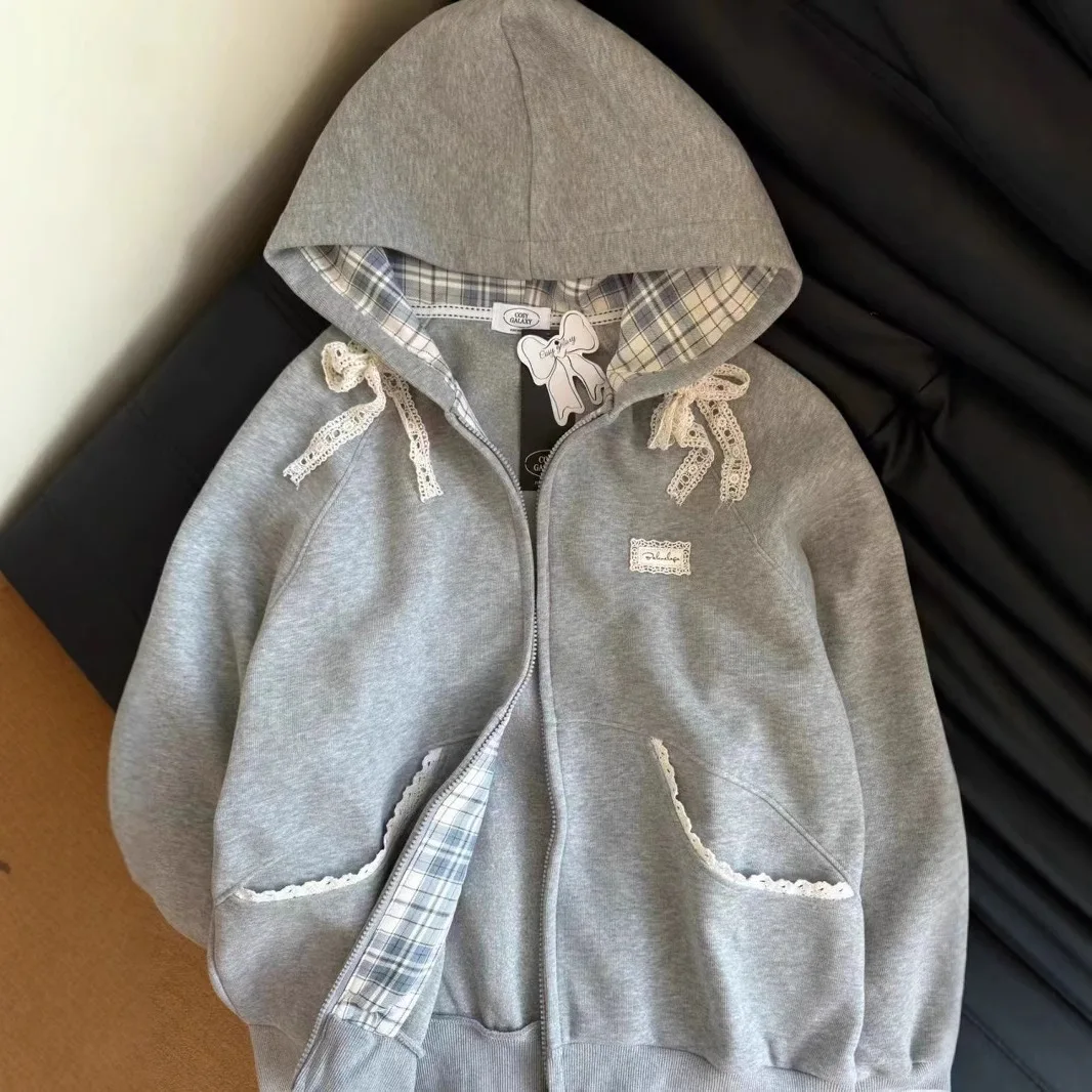 Autumn New Loose Zip Up Hoodie for Women Winter Japan Korean Fashion Harajuku Sweatshirt Oversized Hoodie Jacket Coat Y2k