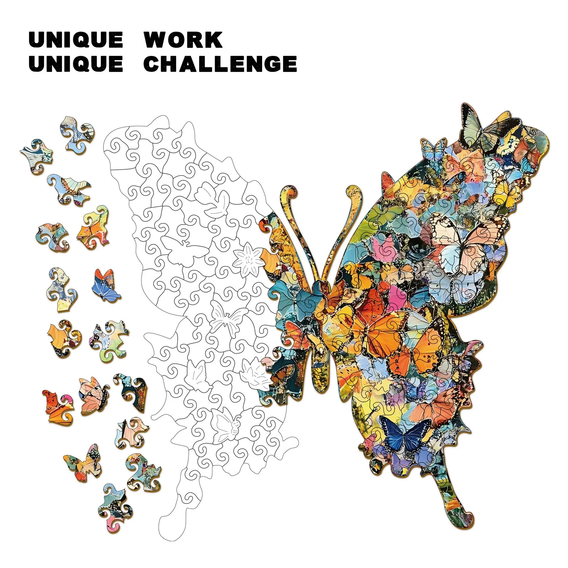 162 Pieces Wooden Butterfly Jigsaw Puzzle with Savings Box Decorative Puzzle for Adults Kids Family Game Wacocetoy Puzzle with B