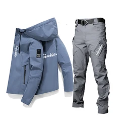 Primavera estate Outdoor sport abbigliamento impermeabile set da pesca abbigliamento giacca pantaloni protezione solare Casual camicie solide