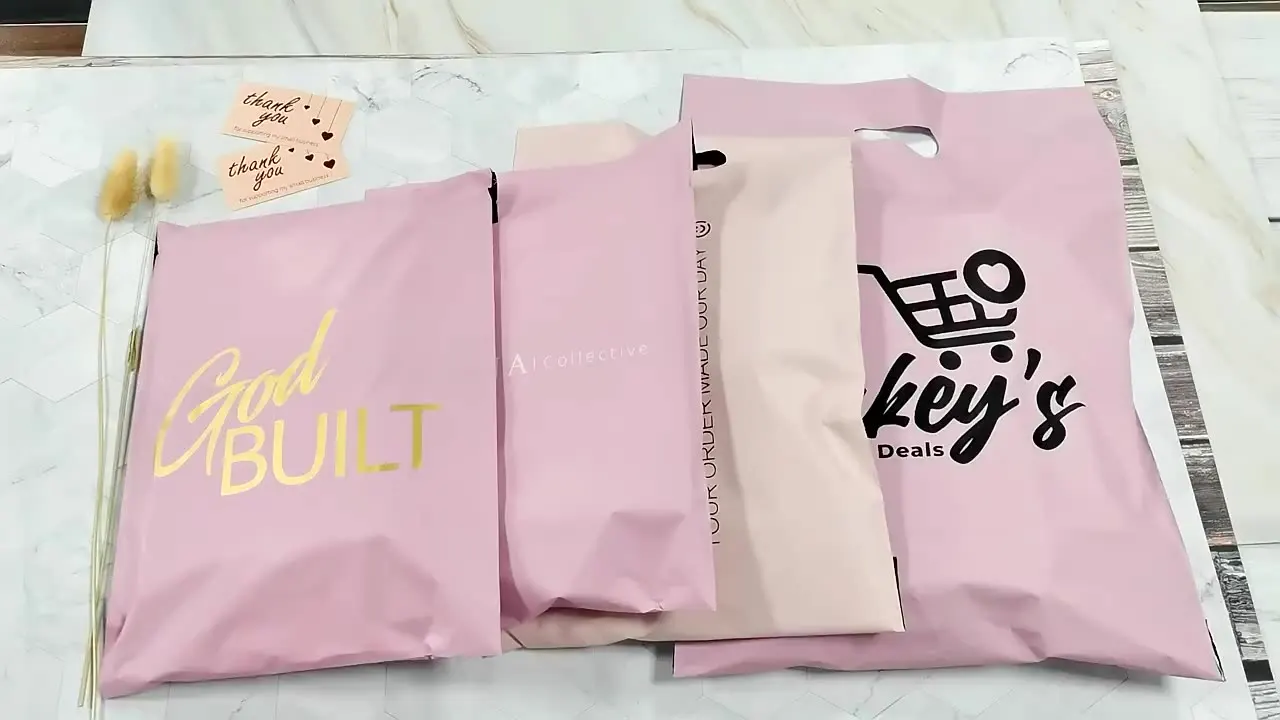 50 matte apricotrosa Versandtaschen, geeignet für Kleidung, Partys und Geschenke. Benutzerdefinierte Logos werden unterstützt. – Detail 1