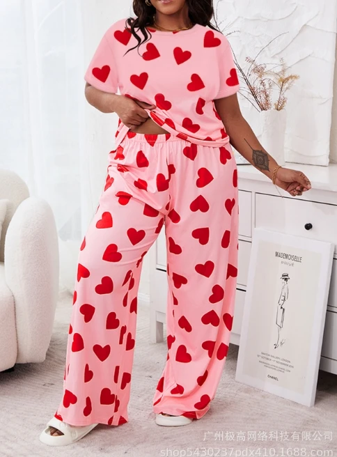 Women Commuting Suits 2024 Spring Summer Latest Elegant Style Temperament Round Neck Fashionable Printed Top+Pants Two-Piece Set