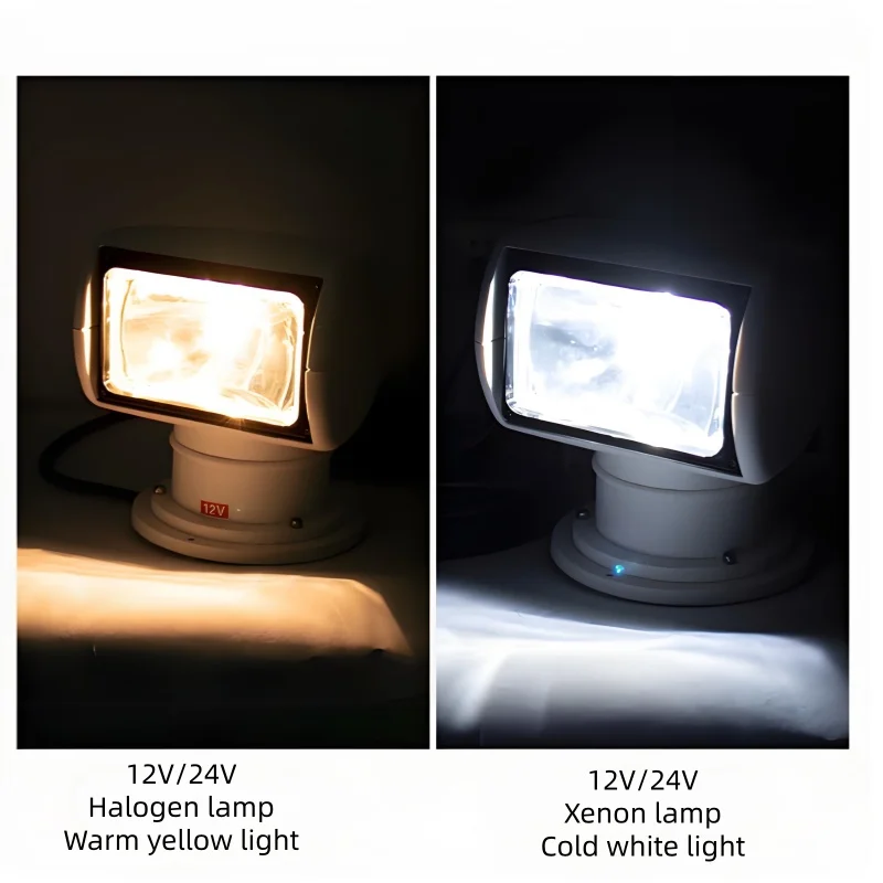 Marine Remote Control Searchlight 12V/24V Halogen/Xenon Lamp Plastic Yacht Speedboat Fishing Boat Accessories