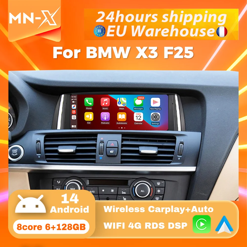 Navifly Schermo da 8.8 pollici Autoradio Per BMW X3 F25 X4 F26 NBT Autoradio Lettore Multimediale GPS Wireless Carplay Android Auto WIFI BT