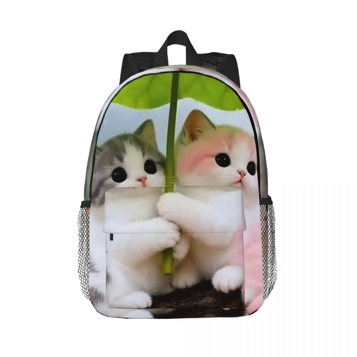 Two Cute Cat Umbrella For Rain Protection Backpack Daypack Large Capacity Boys Girls BookBag Shoulder Bags for Kids School Bag