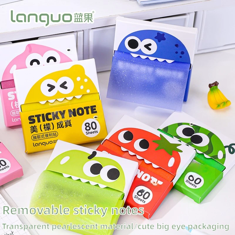 

LANGUO полупрозрачные выдвижные липкие заметки с матовой жемчужной поверхностью, съемные индексные вкладки, блокнот, офисные школьные принадлежности, канцелярские принадлежности