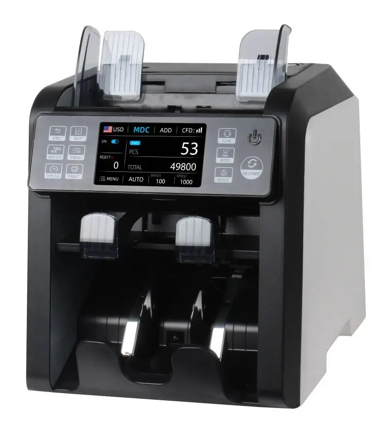 Cash Machine 2 Pocket Money Counter with High Value Detection Bill Counting Machine AL-950A Dual CIS Touch Screen