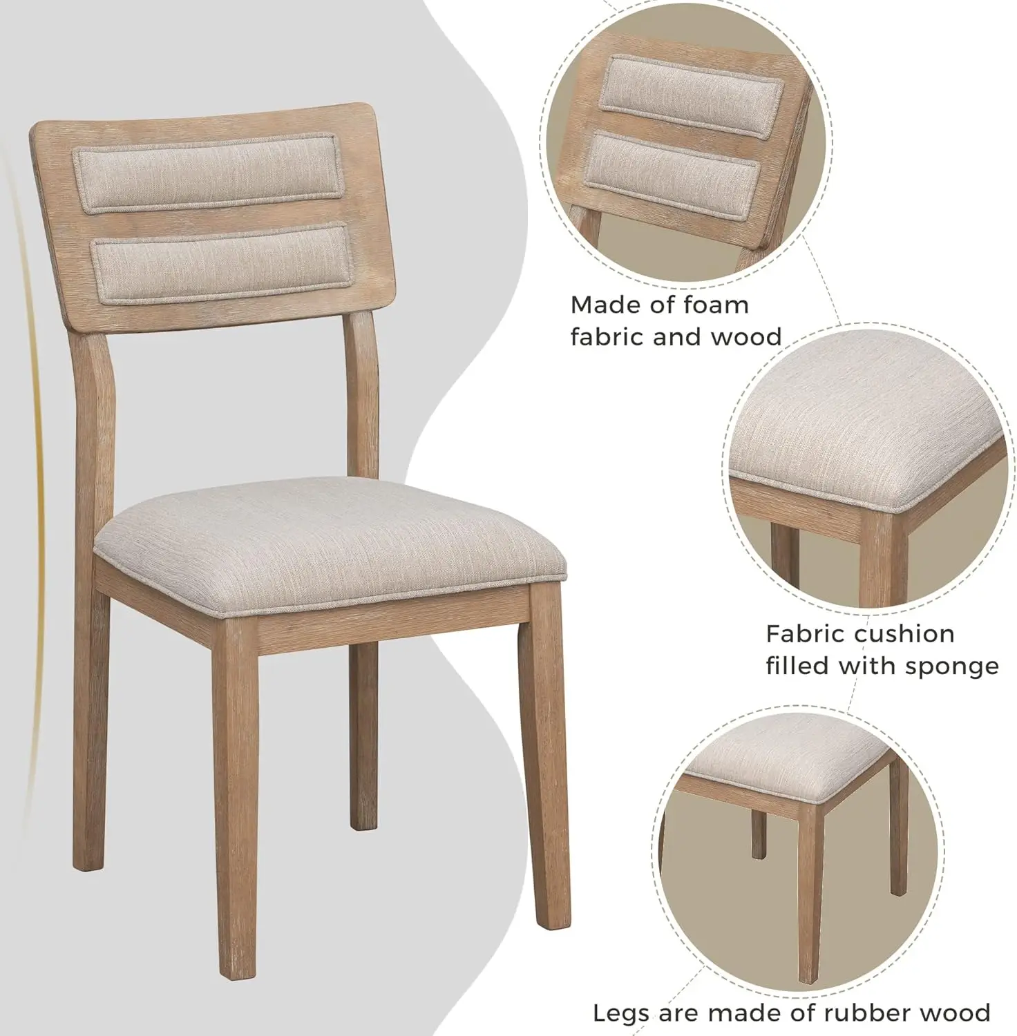 Designs Kitchen Dining Table Set for 6, Classic and Traditional Style 6 Piece Dining Set Includes Dining Table 4 Upholstered