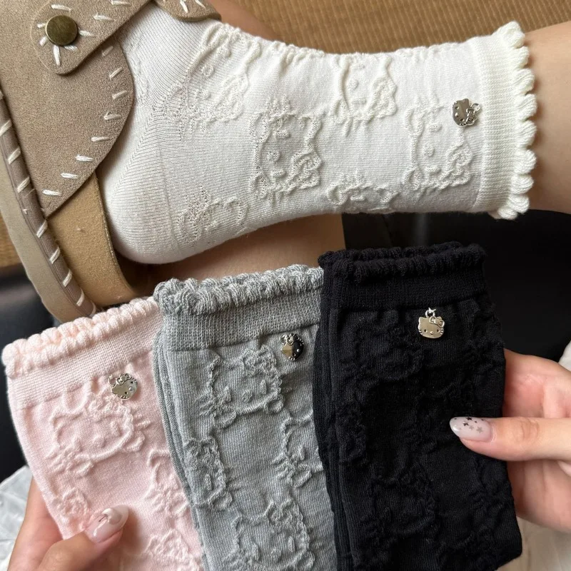 4 أزواج من الجوارب اللطيفة متوسطة الطول للفتيات في الربيع والصيف تتميز بحيوانات لطيفة ومظهر عالي وجوارب نسائية متوسطة الطول