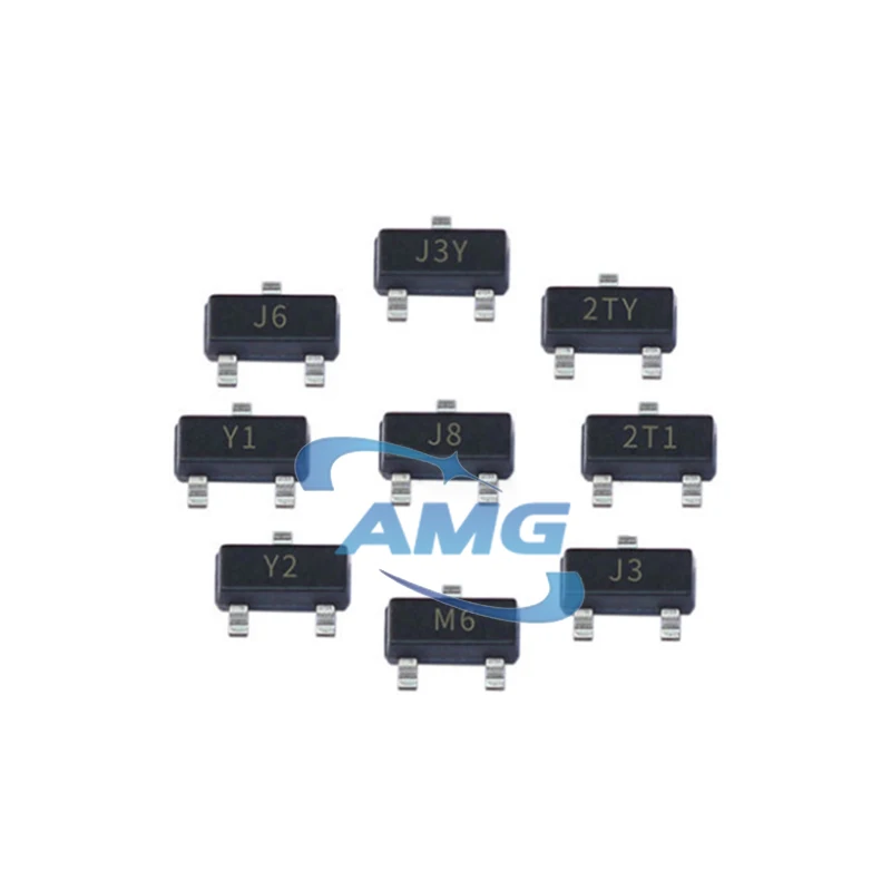 100PCS transistor SOT23package S9018 J8 S9014 J6 S9013 J3 S9015 M6 S8550 2TY SS8550 Y2 SS8050 Y1 S8050 J3Y S9012 2T1