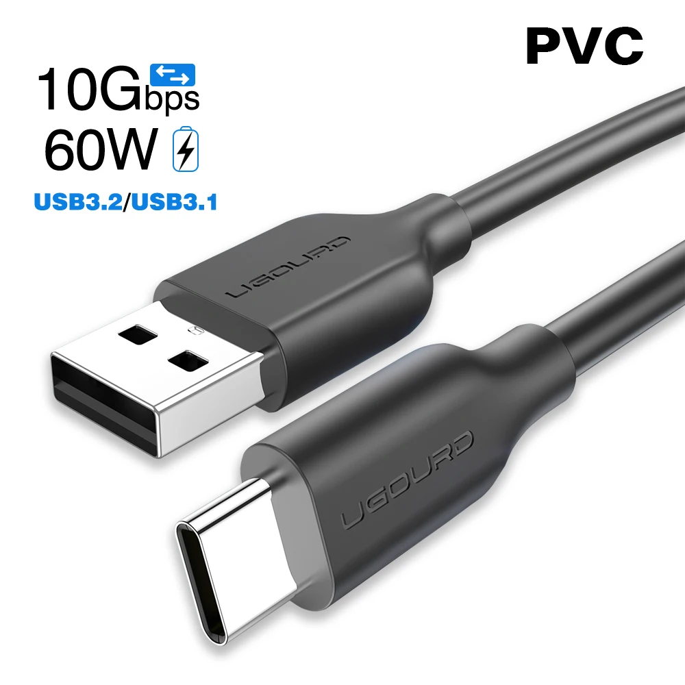 UGOURD USB 3.2 3.1 Gen2 10Gbps USB-A naar Type C Kabel USB-C Gegevens Transfer Kabel 60W Snellaadkabel voor USB HUB SSD Box