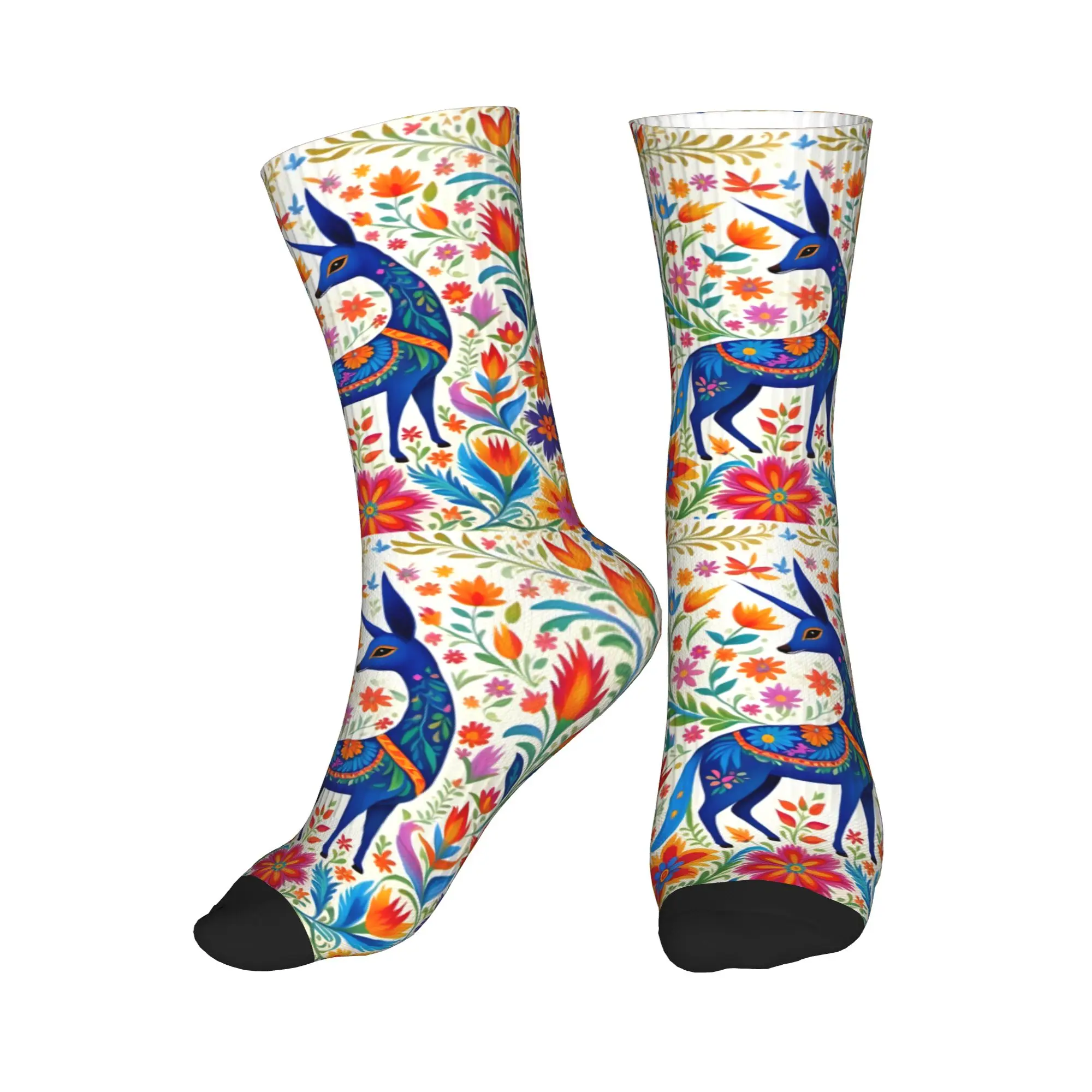 

Mexican Flower Otomi Art Men's Crew Socks Unisex Kawaii 3D Print Dress Socks