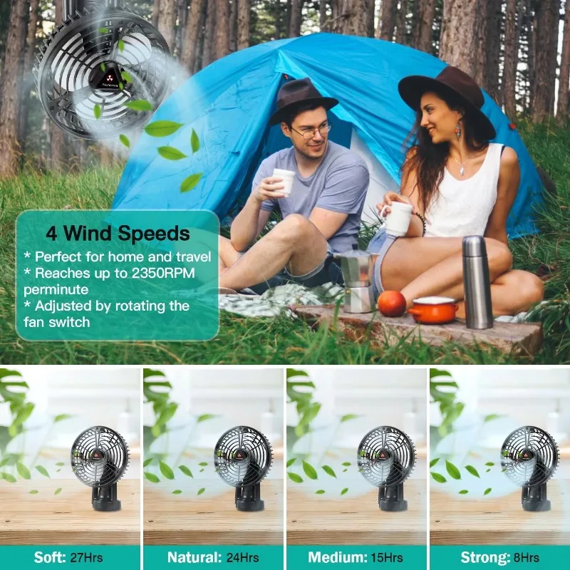 Portable Foldable 270 Degree Swing Tripod Fan Emergency Power Supply for Camping Personal Desk Rechargeable Tower Fan