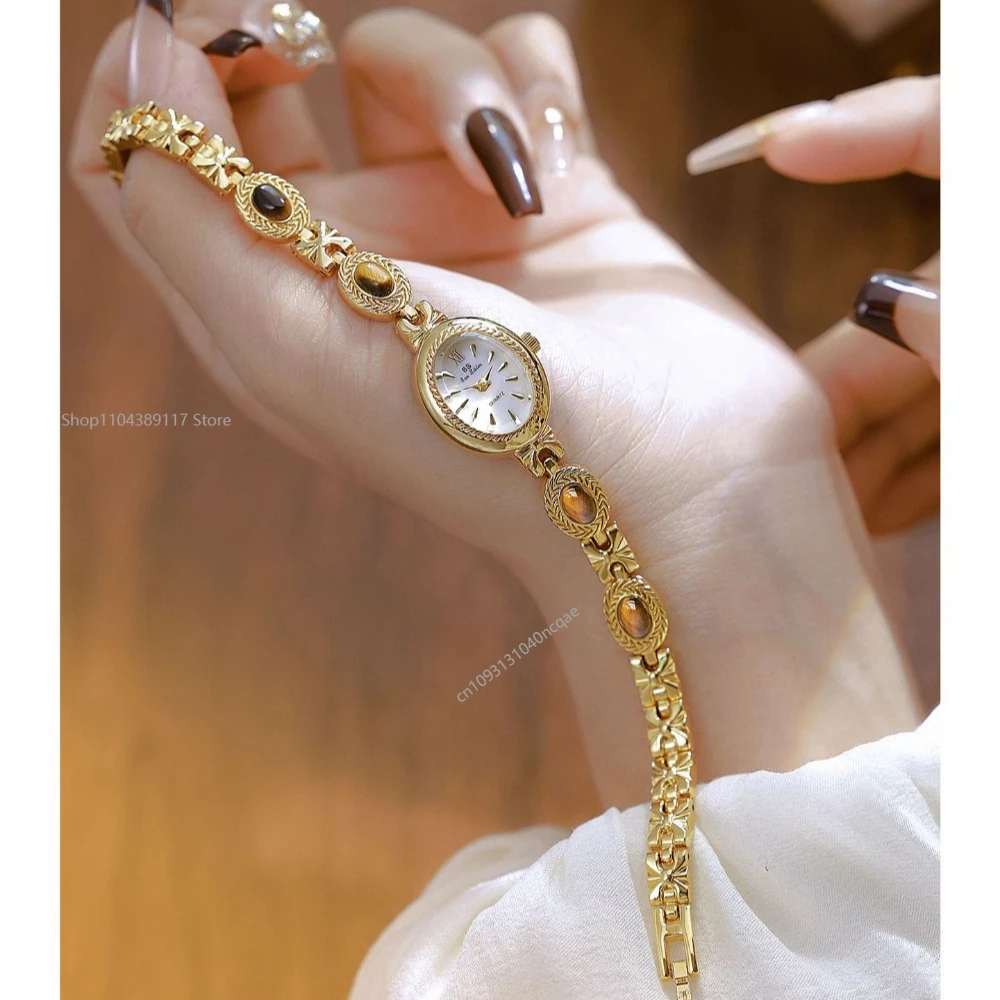 Oval ouro relógios femininos marca de luxo vestido casual quartzo pequeno mostrador senhoras relógios de pulso strass relógios de ouro para mulher 2025
