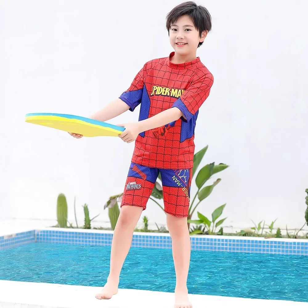 Bañador de Spiderman de Los Vengadores para niños pequeños, traje de baño Flotador para niños, traje de surf para niños, ropa de playa de dibujos animados con sombrero y gafas