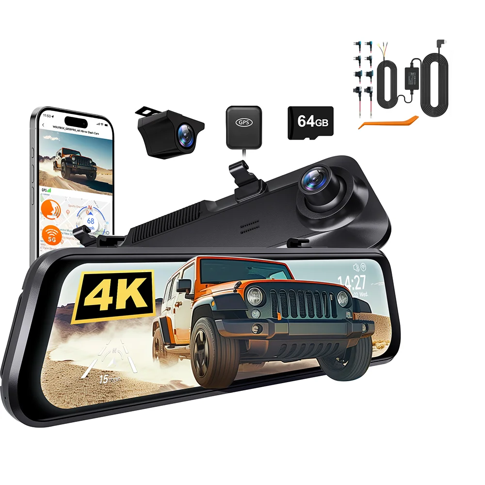 WOLFBOX G850 PRO WIFI 4K Front- und Heckkamera ADAS Autokamera WDR 1080P Dashcam für Auto FOV170 Auto-DVR GPS Nachtsicht