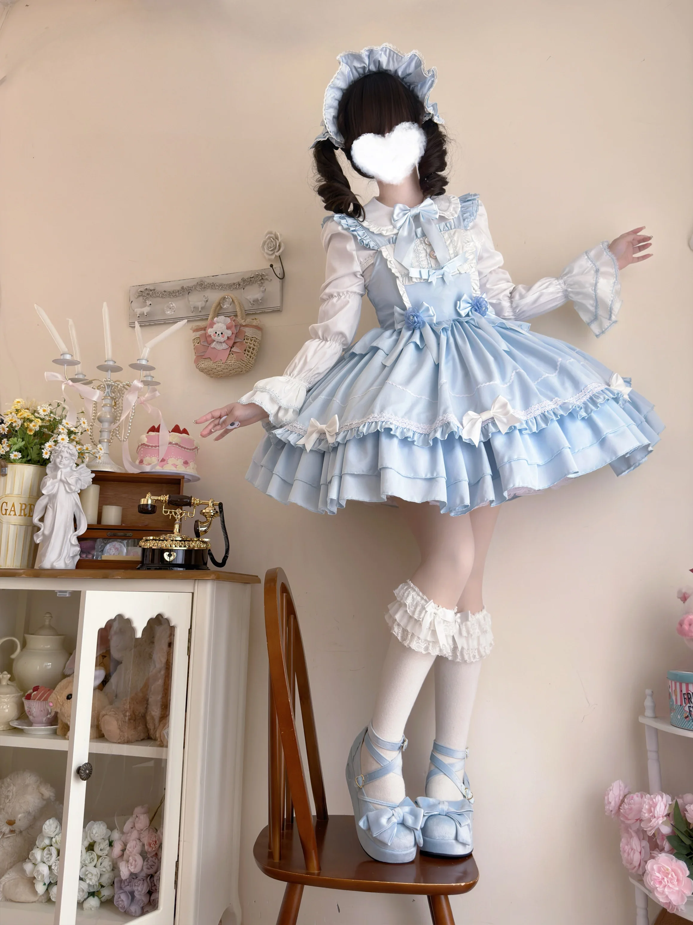التصميم الأصلي لوليتا JSK فستان النمط الياباني الحلو لطيف فتاة المرأة بلون فستان بكتافة Pettiskirt 2025 رائجة البيع
