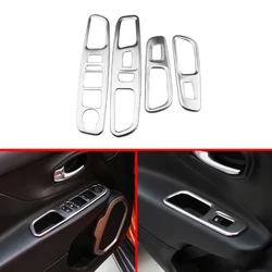 4Pcs Car Door Window Lift Button Panel Trim Decoration Sticker Cover for Jeep Renegade 2018 - 2022 LHD Interior Accessories