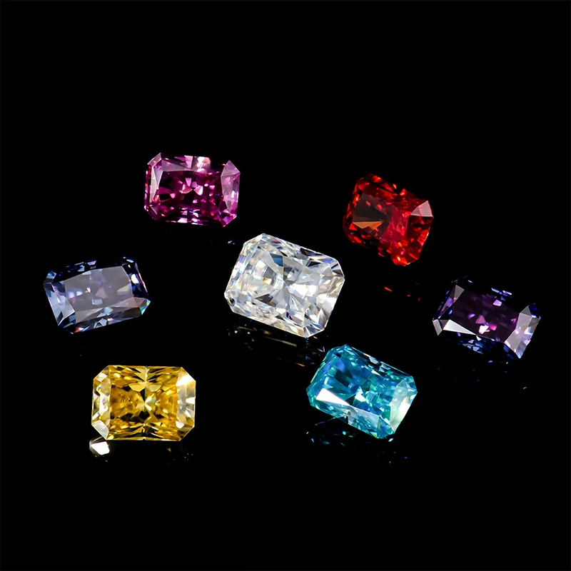 

Colorful Radiant Cut Moissanite Loose Bead 1-3ct Geometric VVS1 Moissanite Diamond Bead Pass Tester for Diy Jewelry Making Ring