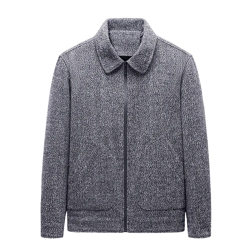 KIDWHXR Wools Jacket Autumn Men Simple Solid Turn Down Collar Male Outerwear Business Casual Long Sleeve Zipper Man Suit Coat