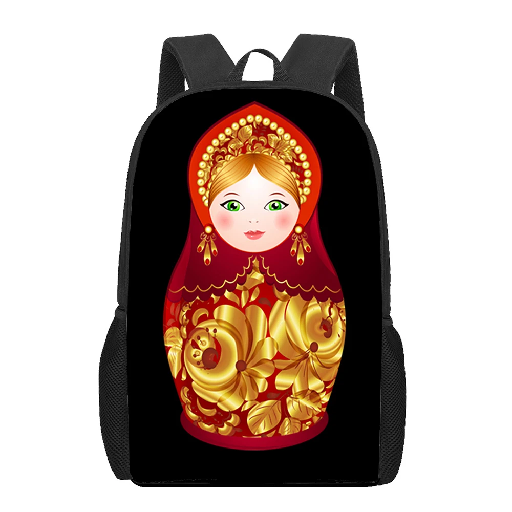 Boneka lucu Rusia Matryoshka Print ransel anak-anak tas sekolah anak laki-laki perempuan remaja tas buku siswa lucu ransel sehari-hari