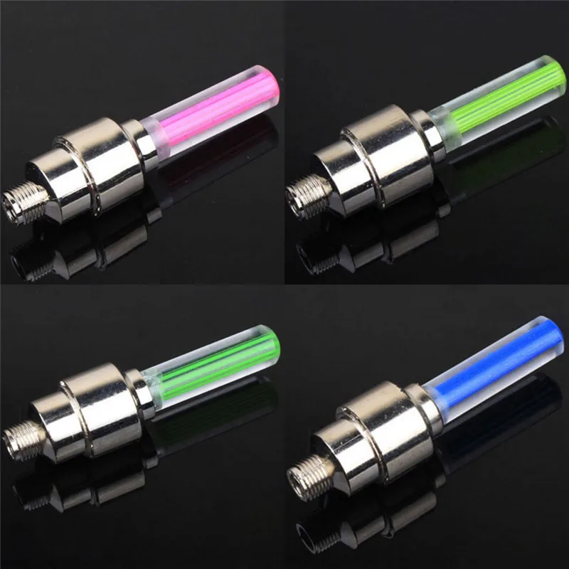 1PCS New LED Bicycle Lights Wheel Tire Valve Caps Bike Accessories Cycling Lantern Spokes Bike Lamp Color blue Green Pink Yellow