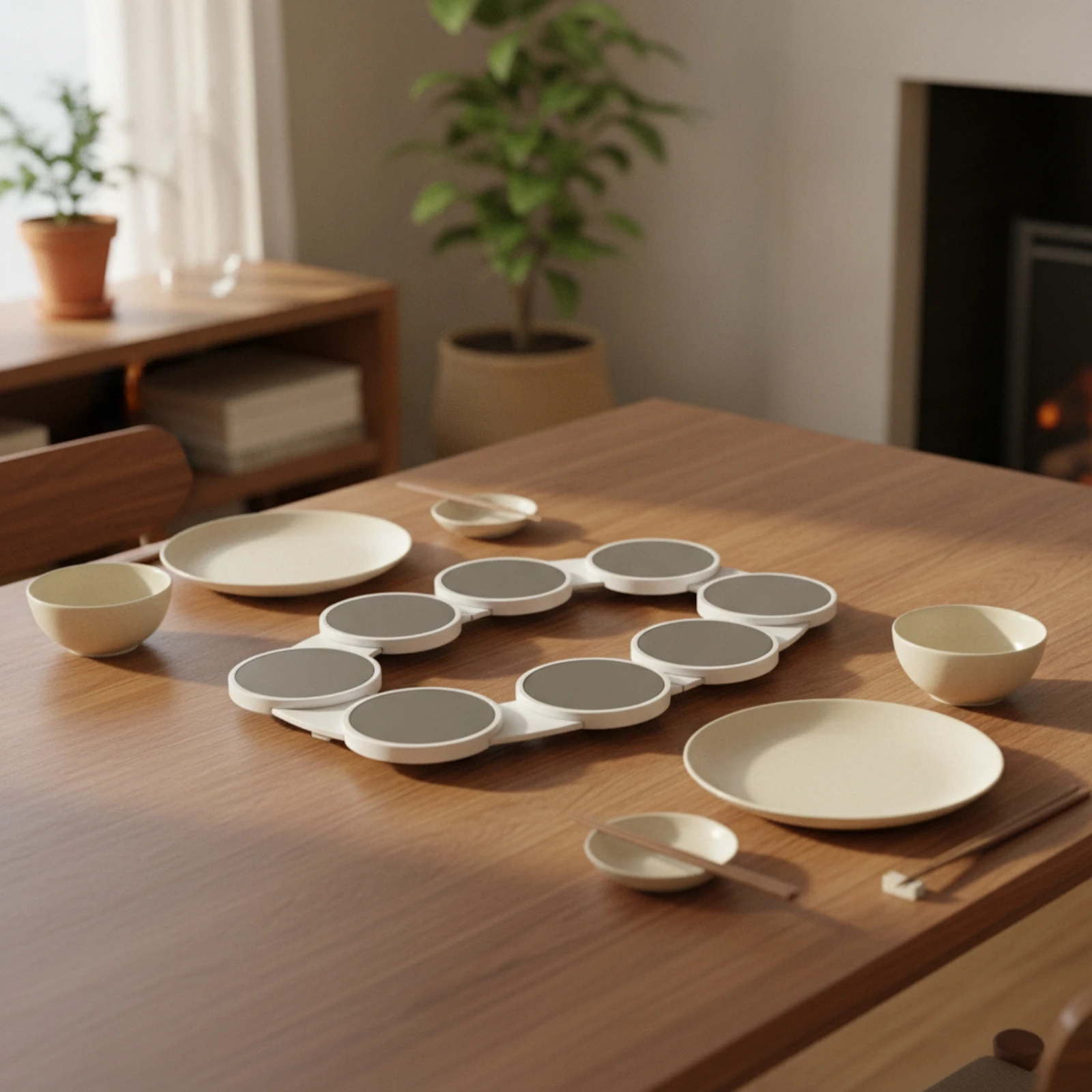 8 Pieces Serving Tray with Rotating Platforms Expandable Rotating Serving Tray Turntable Low-Height for Hosts, Dining Tables