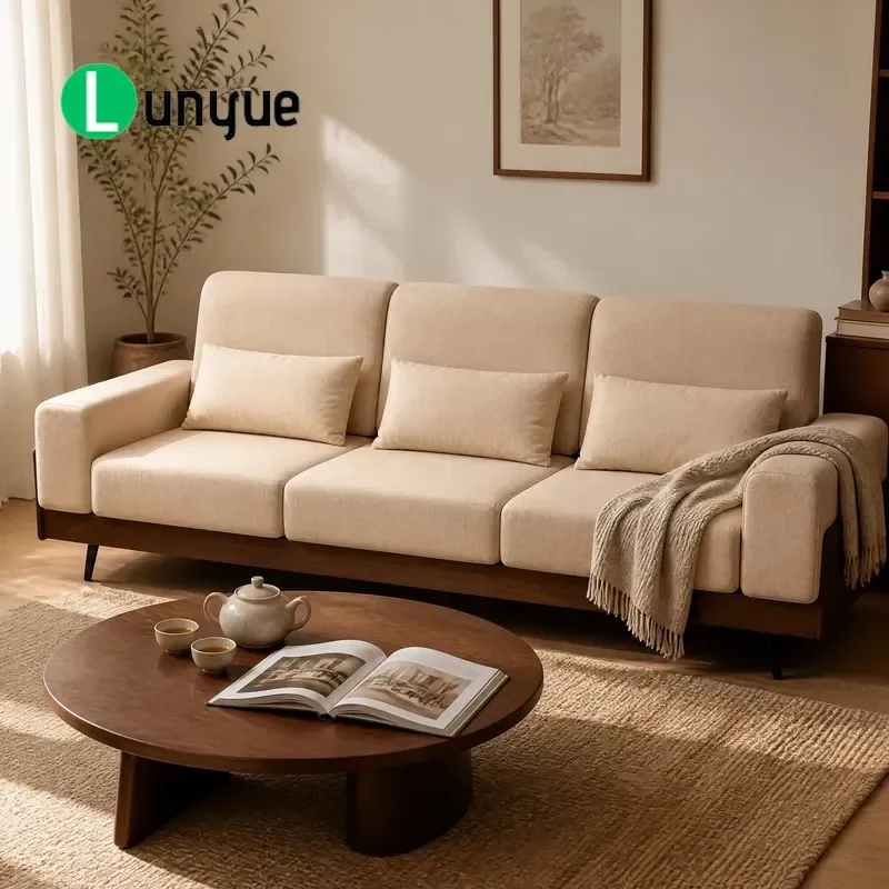 Foam Filled Fabric Leather Sofa Set 930mm Low Backrest 870mm Deep Seat Thin Legs Customizable Size Comfortable Modern Living