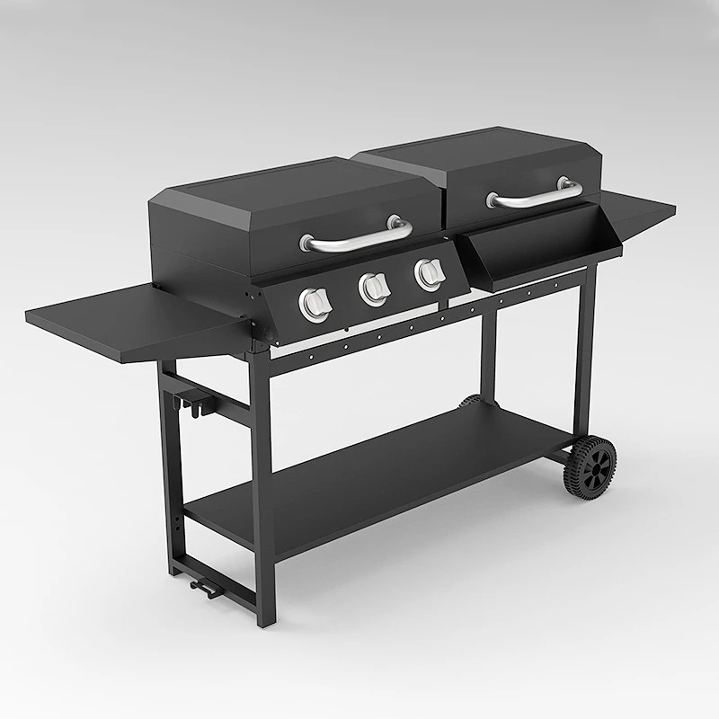 

Multifunctional carbon and steam dual-purpose barbecue grill Three-head gas stove Charcoal gas barbecue grill
