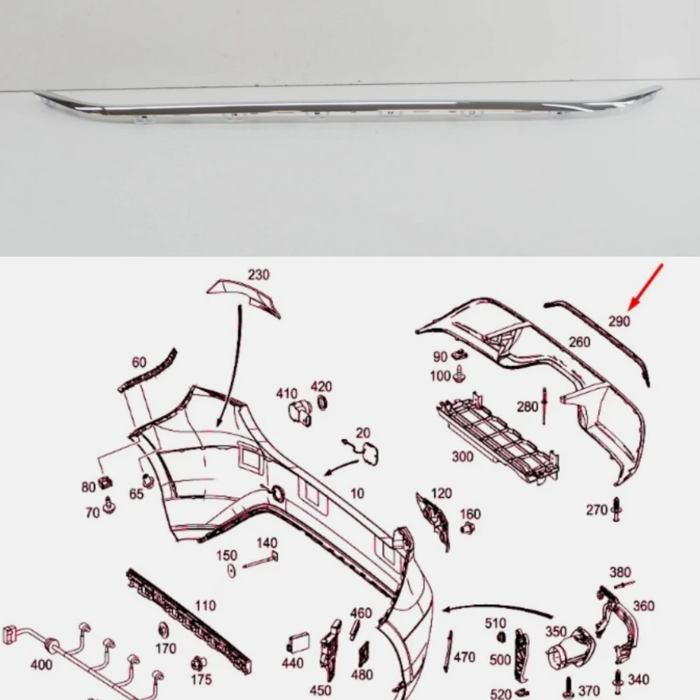 

Rear bumper chrome decorative strip A1768852921 For Mercedes Benz A-Class W176 A180 A200