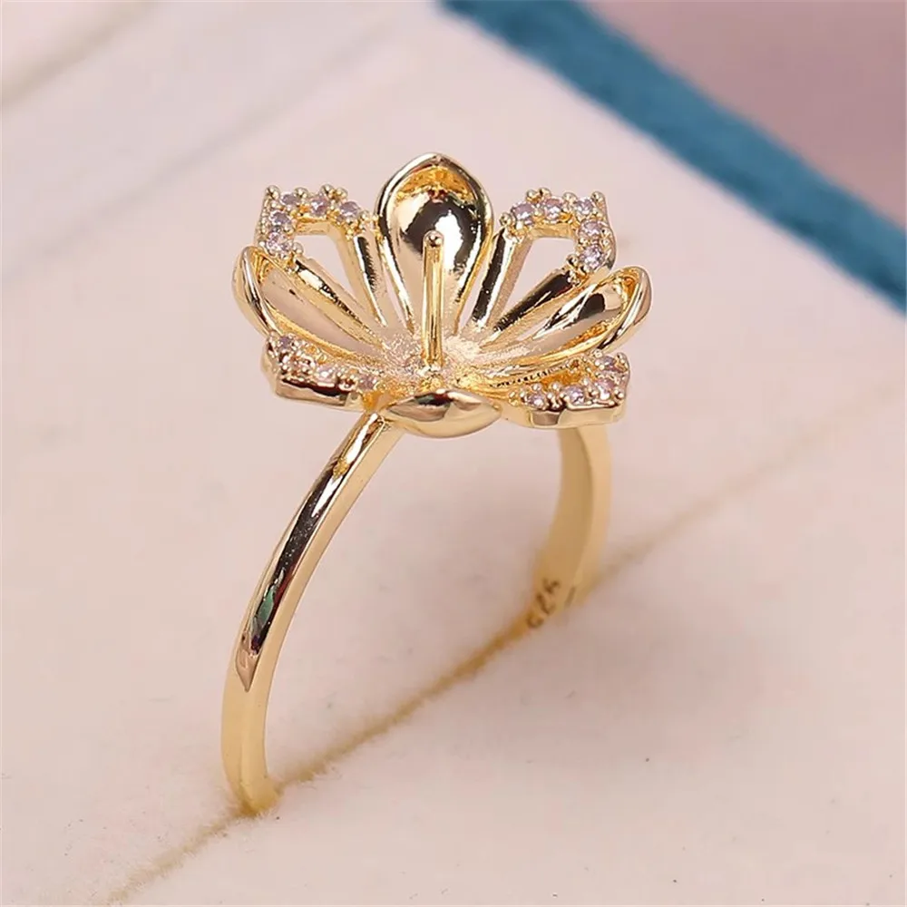 

Copper 18K Gold Pearl Rings Settings Classic Rings Resizable Design Rings Base Copper Women DIY Pearl Rings Accessory No Pearl