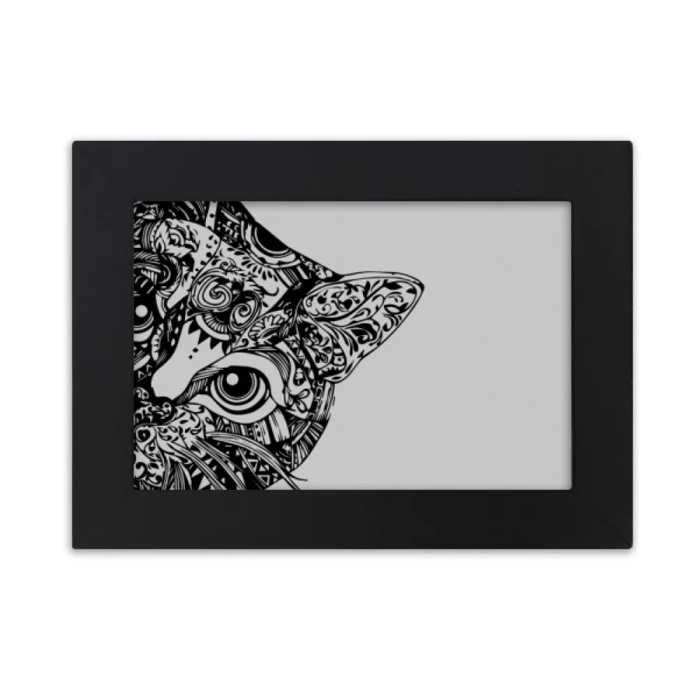 Line Drawing Black Cat Head Animal Desktop Photo Frame Ornaments Picture Art Painting