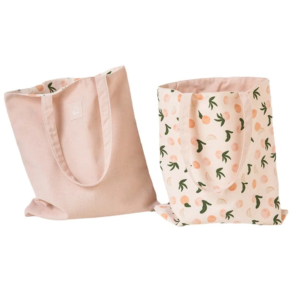 

Durable Eco-friendly Canvas Cloth Bags Exquisite Reusable Double-sided Bags Foldable Lightweight Cotton Linen Totes Female Use