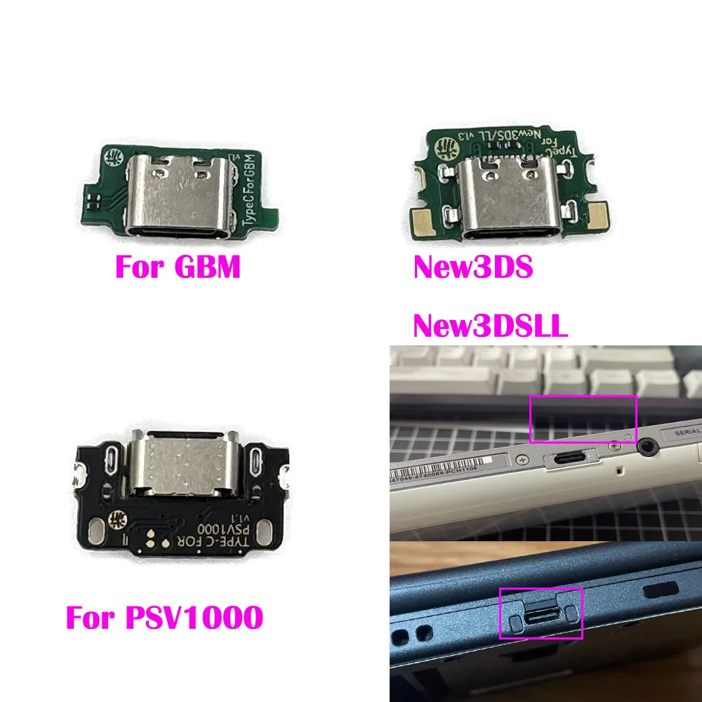 1set For Nintendo New 3DS XL & GBM  Charging Port Replacement Convert to USB-C Mod USB Type C Charging Socket For PSV1000