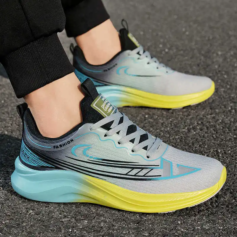 أحذية رياضية رجالية فاخرة على الطرق بمقدمة مستديرة أحذية رياضية رجالية منسوجة أحذية رياضية كاجوال للرجال ممارسة الهاتف المحمول شراء Sapateneis #3