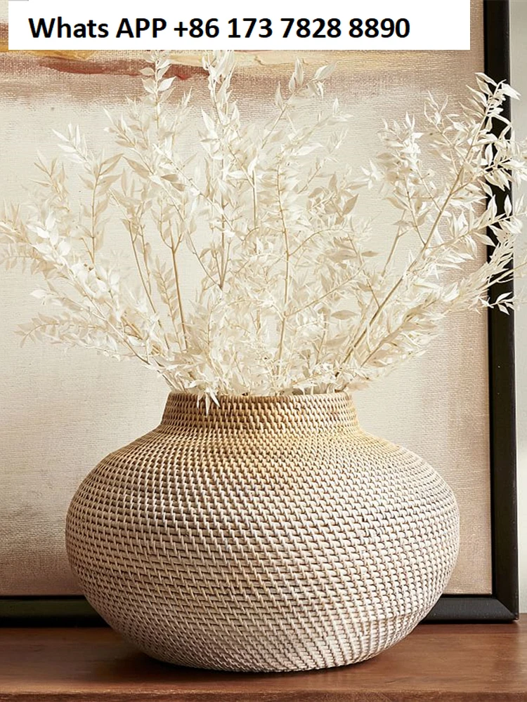 

Rattan quality creative art sense vase flower device wabi-sabi art rattan entrance decoration