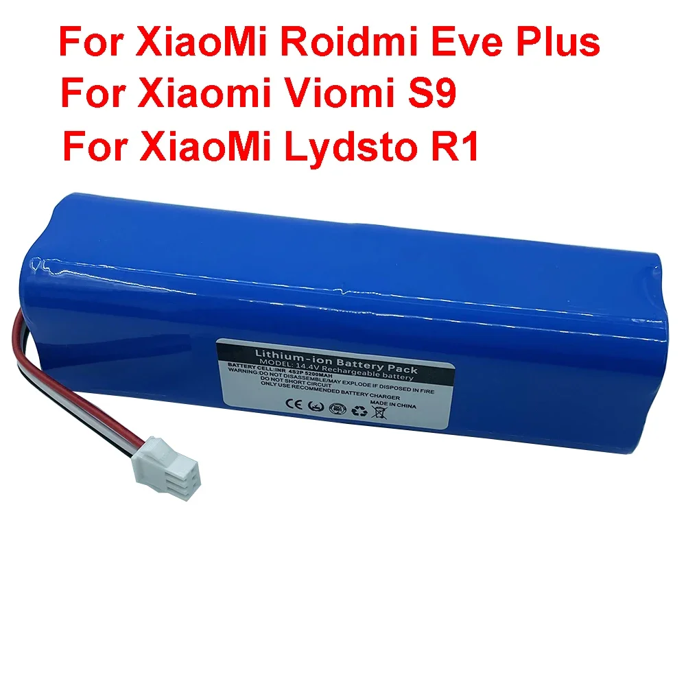 Replacement for XiaoMi Lydsto R1 Roidmi Eve Plus Viomi S9 Robot Vacuum Cleaner Battery Pack Capacity 5200mAh Accessories Parts