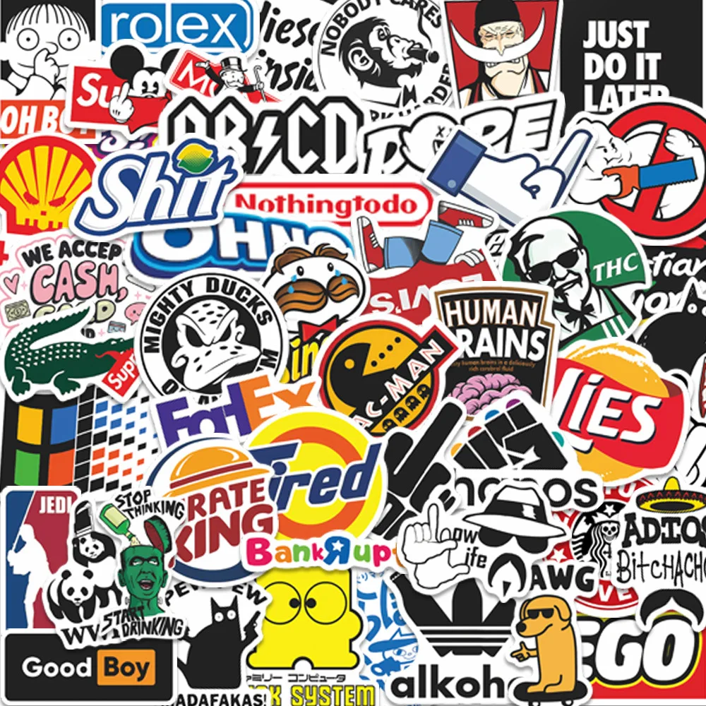 50 Stück Personalisierte Kreative Parodie-Logo Desktop-Dekorationsaufkleber Wasserdichte Koffersticker – Detail 4