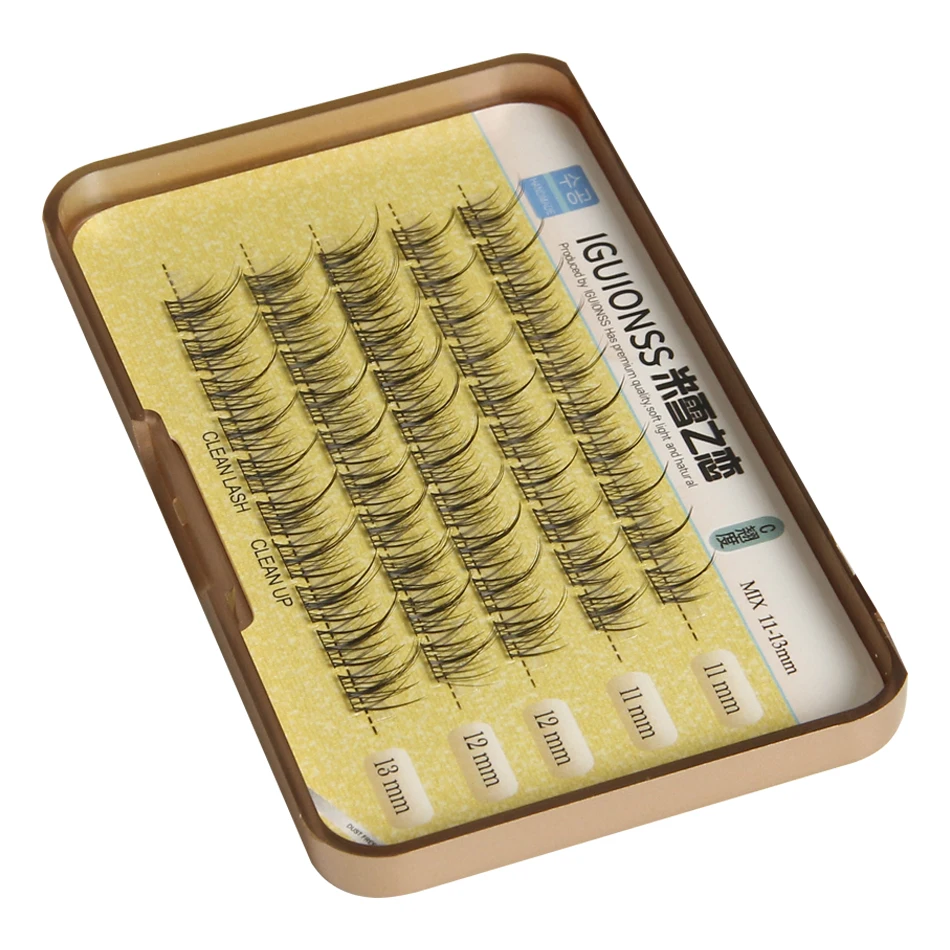 IGUIONSS New Individual Lashes 5 Rows Mix Wide Cluster Eyelash Extension Natural Soft Brand New False Lash Makeup Tool