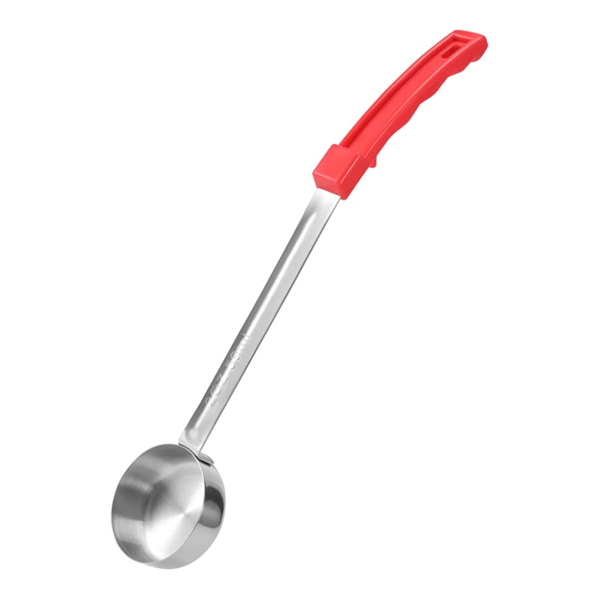 A88M ковш для соуса для пиццы, резиновая ручка, кухонная ложка с плоским дном, мерная ложка для супа из нержавеющей стали, мерная ложка для супа-2 унций