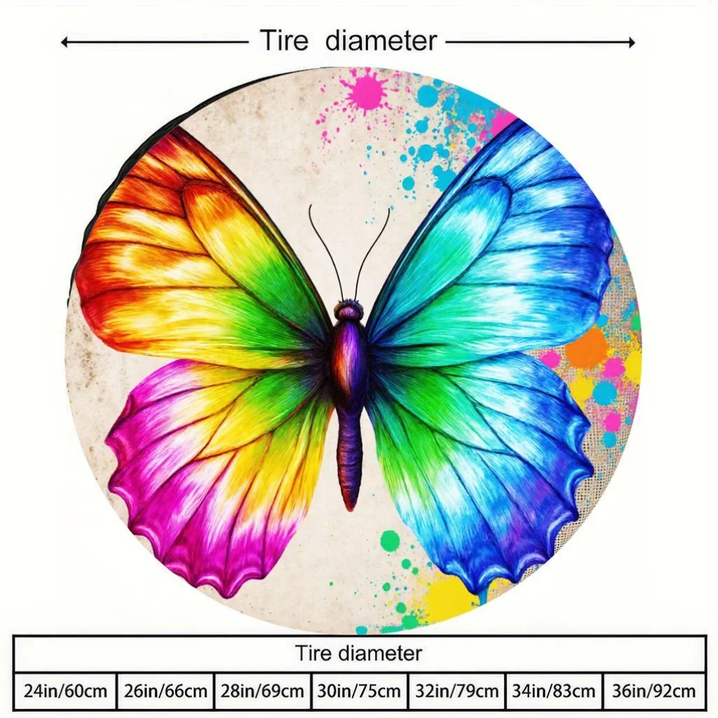 غطاء إطار بألوان مائية على شكل فراشة ملونة، واقي عجلة احتياطية متين لشاحنة SUV RV #3