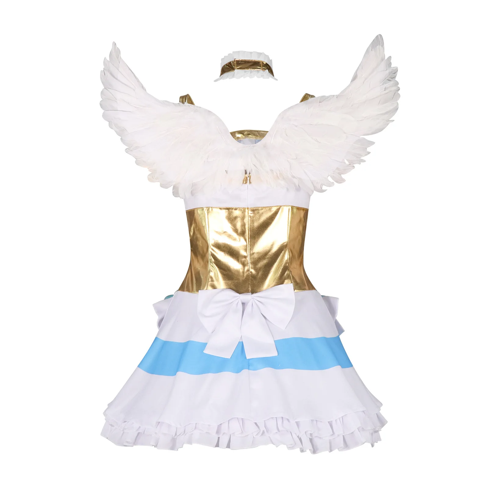 فستان أنيمي أزرق حلو ولطيف مع أجنحة