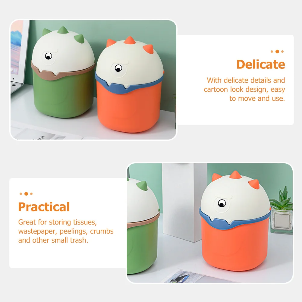 

Mini Flip Lid Trash Can Cartoon Desktop Waste Container Plastic Kitchen Garbage Bin Household Office Trash Can