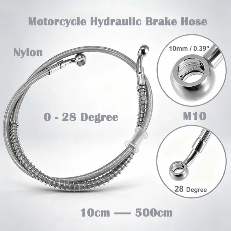 10-500CM Motorcycle Brake Oil Hose Universal Motorbike Stainless Steel Braided Pipe Universal Racing Hydraulic Brake Hose