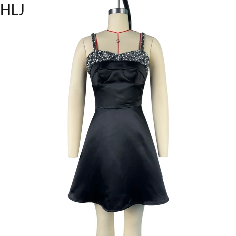HLJ Elegant Rhinestone Patchwork Mini Bodycon Dress Off Showlder Backless Sleeveless Dresses Female Clubwear Vestidos Summer New