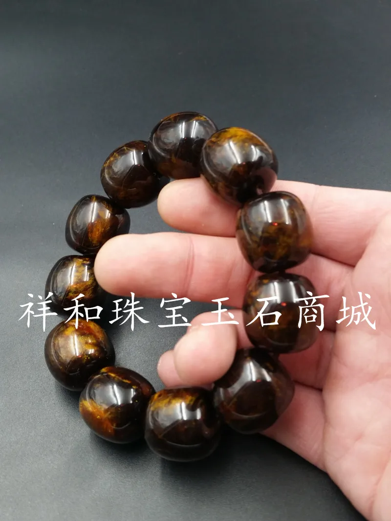 High-grade exquisite gold wire bucket bead bracelet link through cylindrical  jade stone bracelets