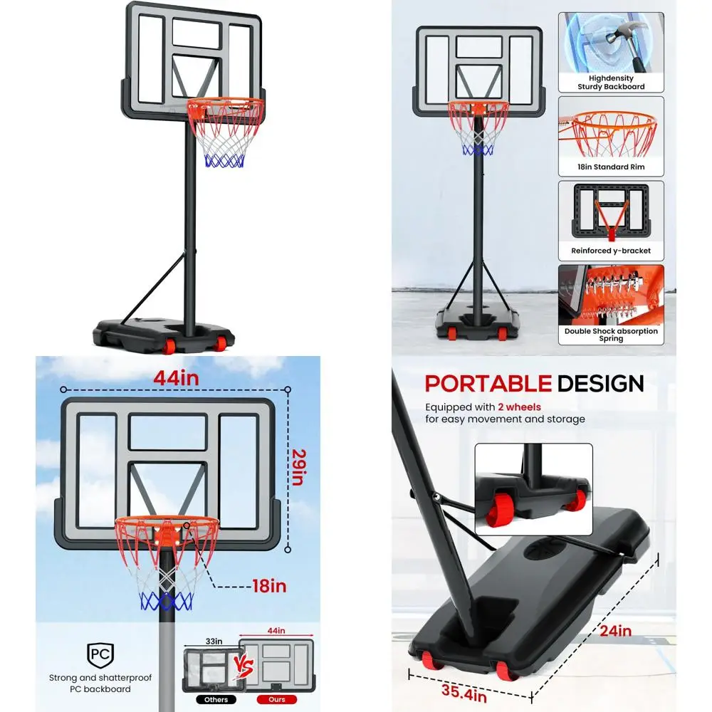 

Adjustable Outdoor Basketball Hoop System - 8.5ft Portable Goal for Kids, Teens, Adults - Backyard, Indoor, Driveway Use
