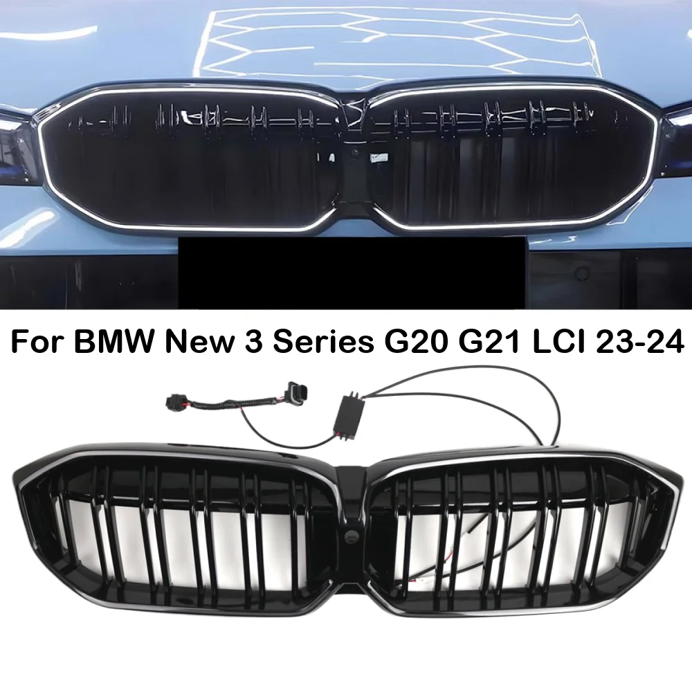 New With LED Light Kidney Grille For BMW New 3 Series G20 G21 Facelift LCI 2023-2024 Front M3 Grill 320i 325i 330i M Sport