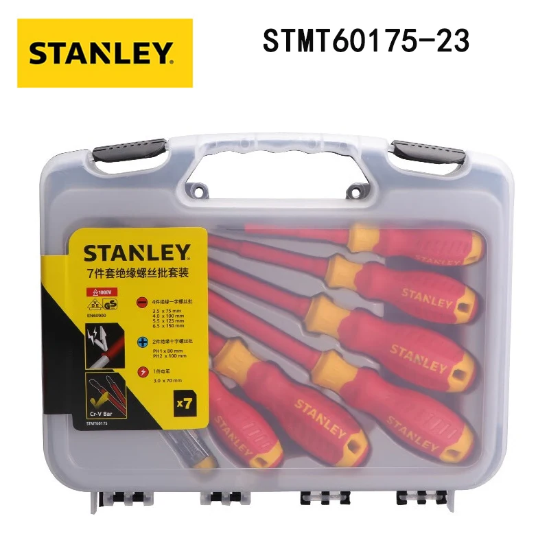 Stanley STMT60175-23 VDE Insulated Screwdriver Cross Shaped High Voltage Resistant Flat Ended Plum Blossom 6pcs